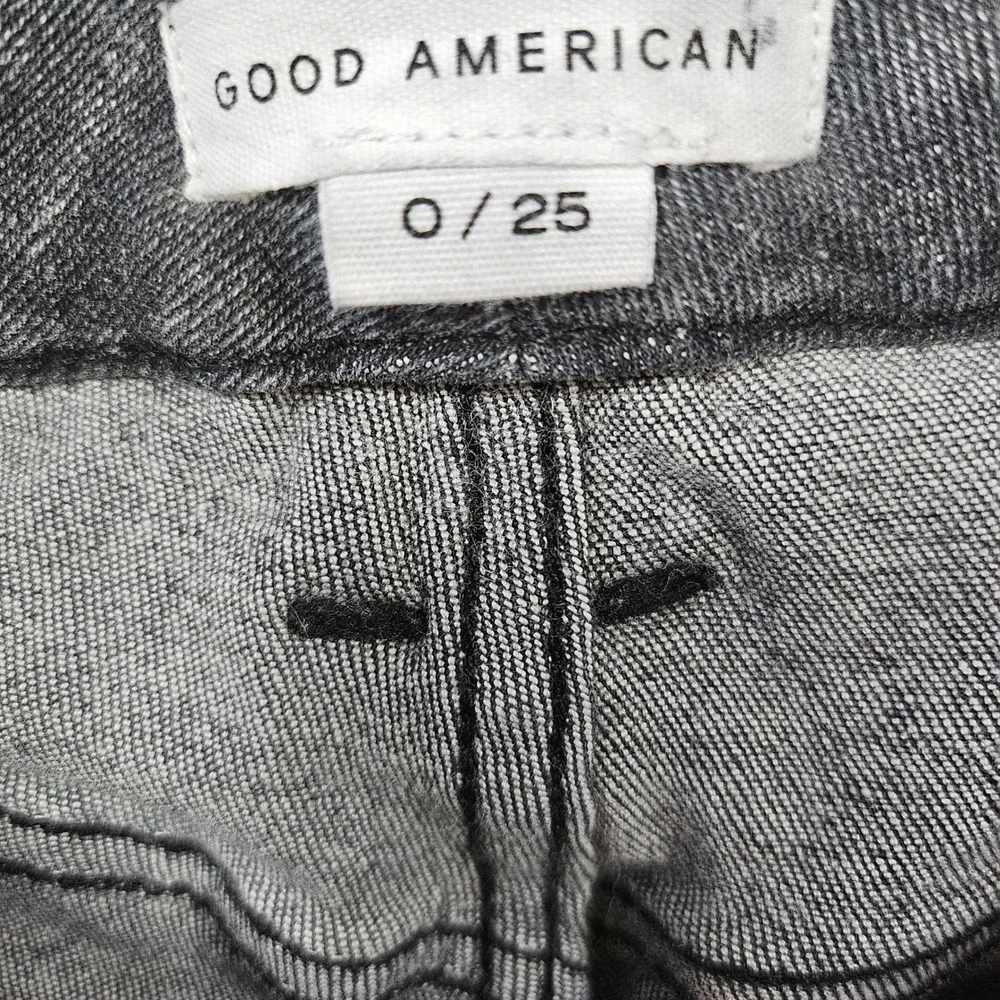 Good American Good Waist Skinny Jeans Washed Charcoal Black Grunge‎ Edgy size 25